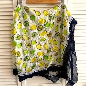 NWOT large lemon lime print scarf